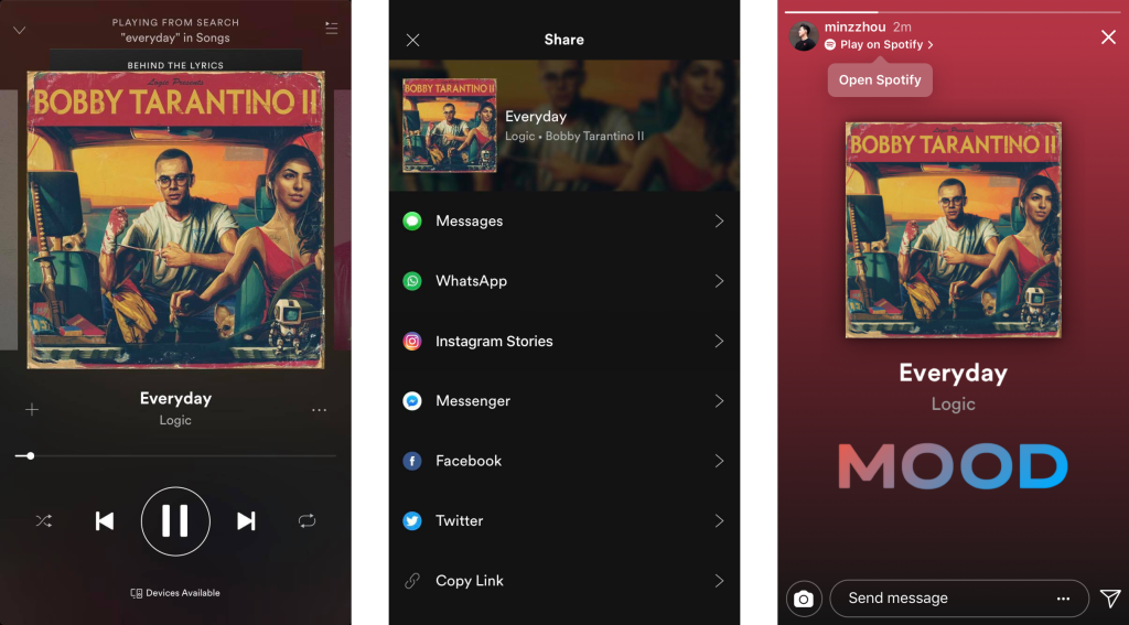 Spotify integration with Instagram Story