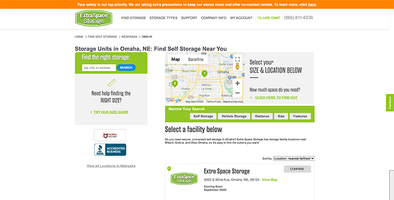 Extra Space Storage Extra Space Storage website screenshot