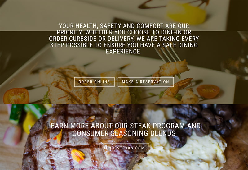 Venue Restaurant & Catering website Venue Restaurant & Catering website screenshot